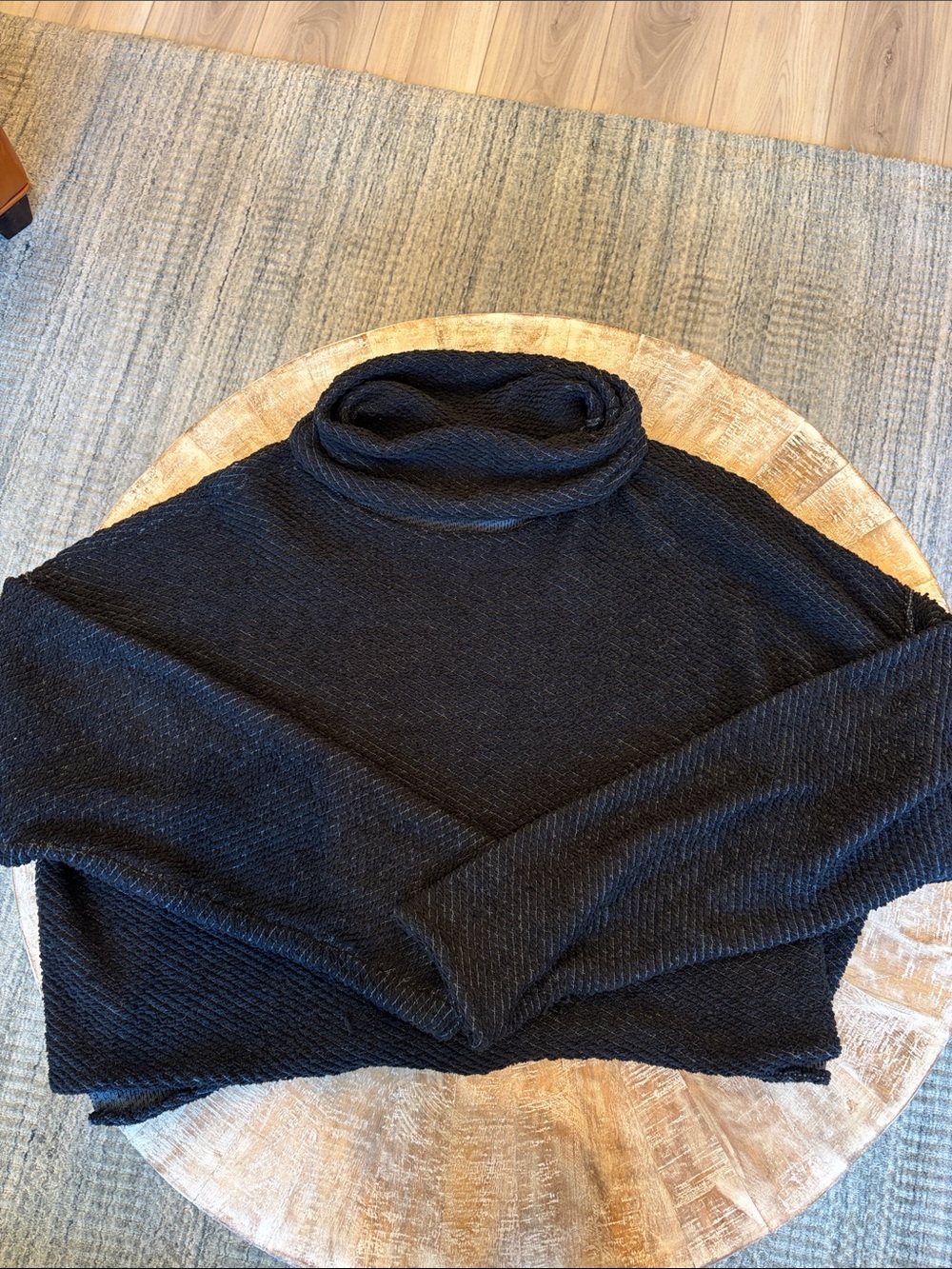 Free People Black Ribbed Turtleneck Sweater